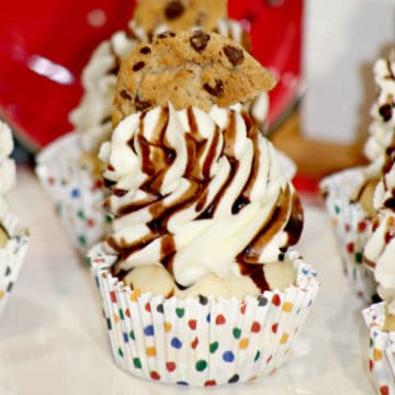 Chips Ahoy Cupcake in a paper wrapper