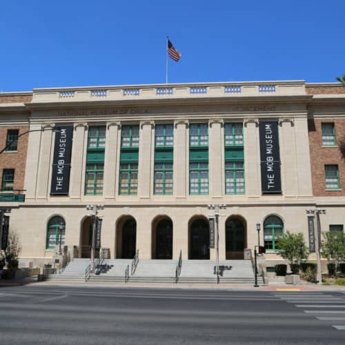 Exterior of the Mob Museum building in Vegas