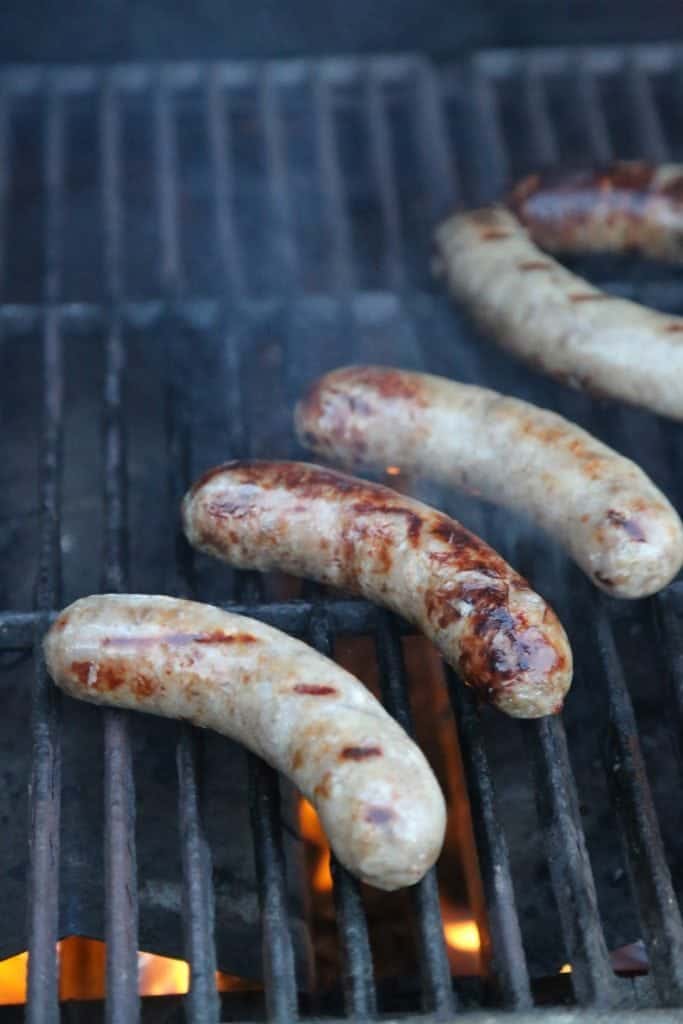 Jalapeno Beer Brats grilling