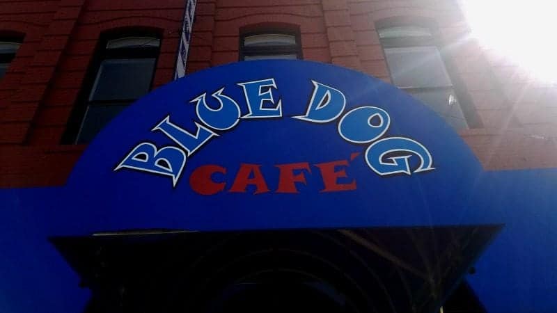 Blue dog cafe sign 