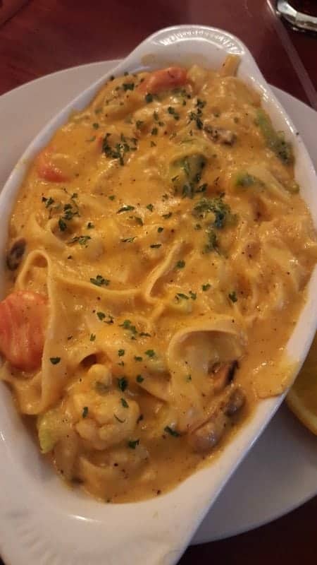 pasta dish on a white plate 
