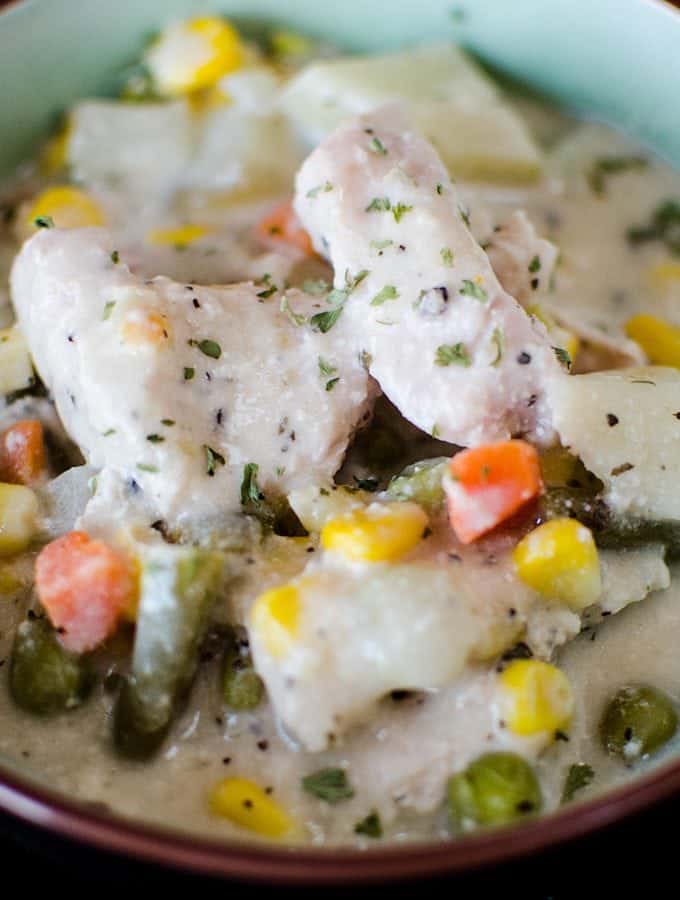 The best comfort food you can make in the slow cooker! Crock Pot Chicken Alfredo Stew Recipe is perfect for family dinners. Add in your favorite pasta to make this stew even more hearty.