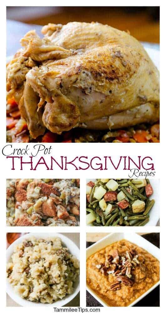 Save your oven space this year with these delicious Crock Pot Thanksgiving Recipes! Make your turkey, ham, stuffing, mashed potatoes, sweet potatoes, dessert, green beans, side dishes and more in the slow cooker! 