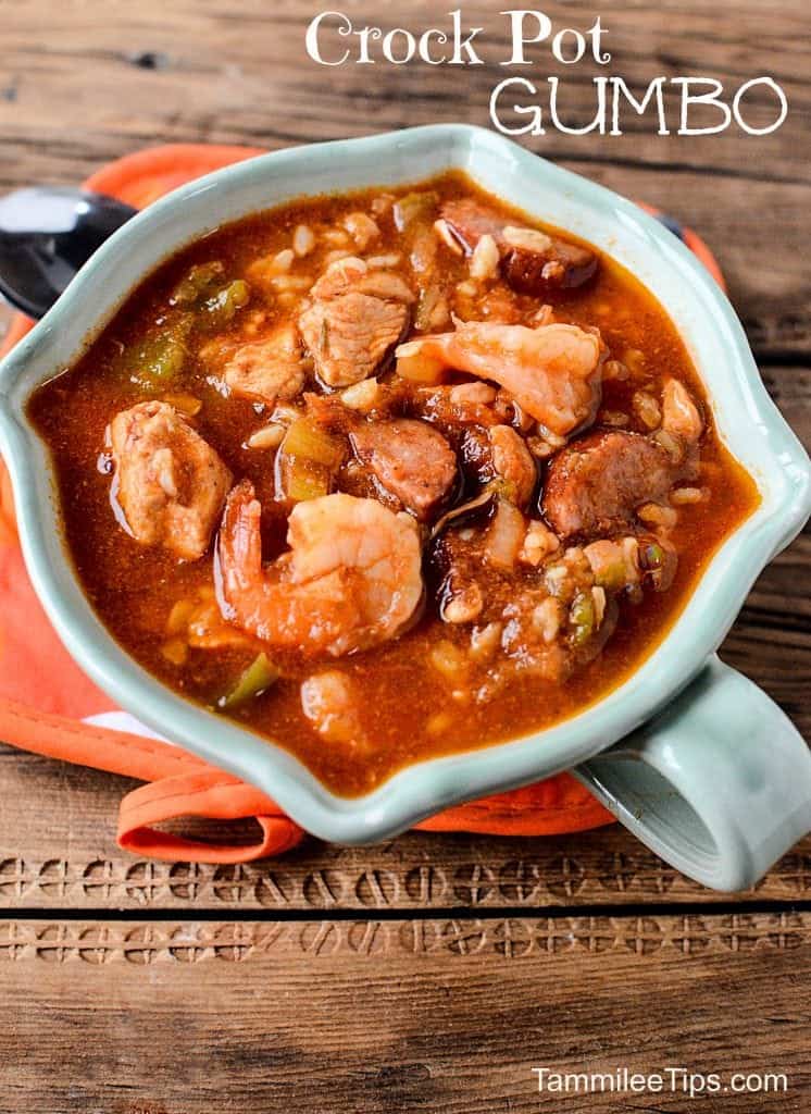 Super easy crock pot gumbo recipe the entire family will love! This cajun slow cooker recipe includes sausage, chicken and shrimp! Best <a href=