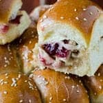 Super easy Cranberry Turkey Sliders Recipe! A great way to use holiday leftover turkey and cranberry!