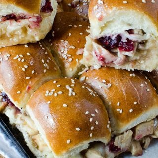 Super easy Cranberry Turkey Sliders Recipe! A great way to use holiday leftover turkey and cranberry!