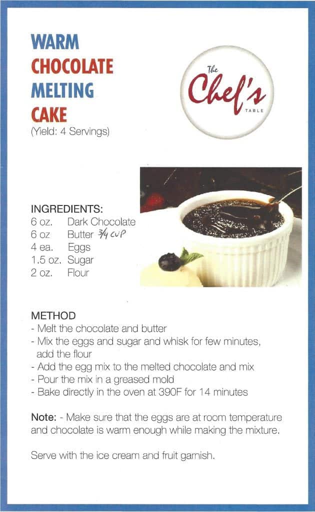 Carnival Cruises Warm Chocolate Melting Cake Recipe you can make at home! This is the perfect way to recreate your cruise vacation. 
