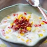 Crockpot Bacon Corn Chowder Recipe is so good! Great easy slow cooker soup recipe you will love!