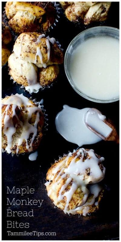 Maple Cinnamon Roll Monkey Bread Bites Recipe . Easy sweet muffins the family will love #dessert #MonkeyBread #recipe 