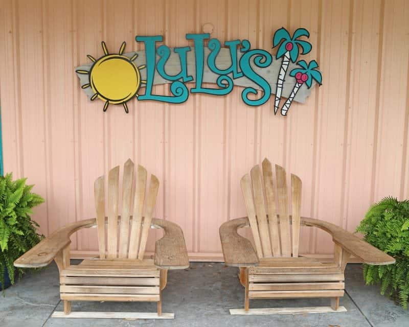 LuLus sign over two Adirondack Chairs