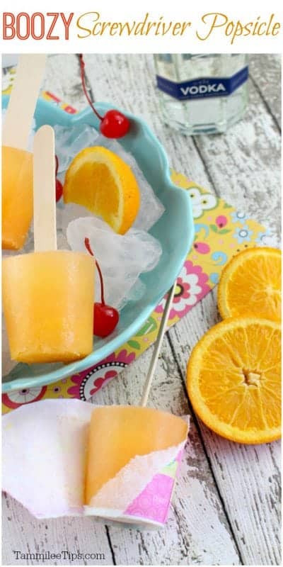 How to make a Easy frozen Boozy Screwdriver Popsicle Recipe with vodka and orange juice perfect for a hot summer day! #Popsicle #recipe #cocktail 