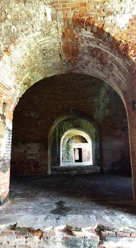 historic brick Fort Morgan walkway