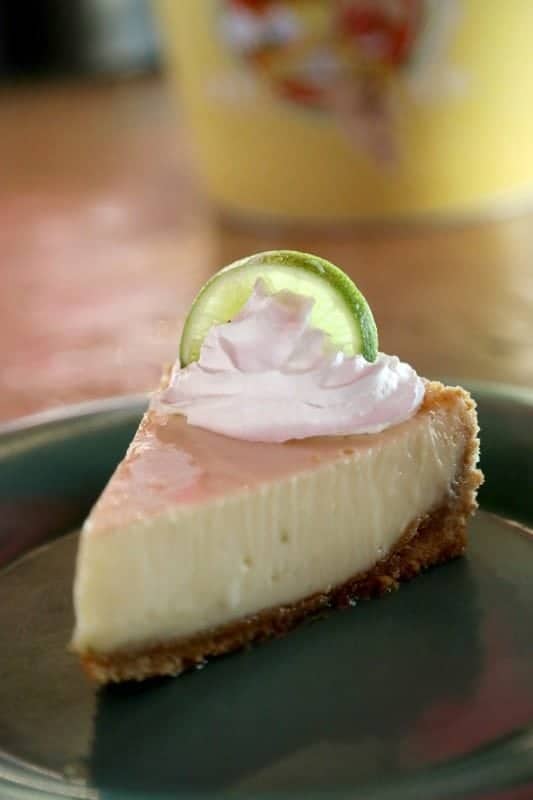 Slice of key lime pie on a plate