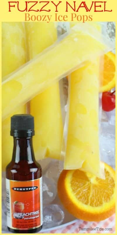 Easy Frozen Fuzzy Navel Boozy Ice Pop perfect for summer! This cocktail Popsicle is so easy to make and they taste amazing! #cocktail #recipe