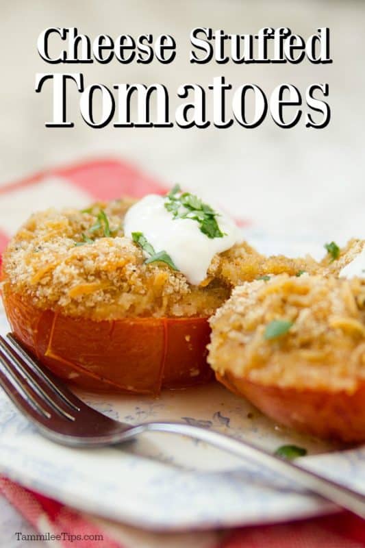 Cheese Stuffed Tomatoes over two tomatoes with cheese and sour cream
