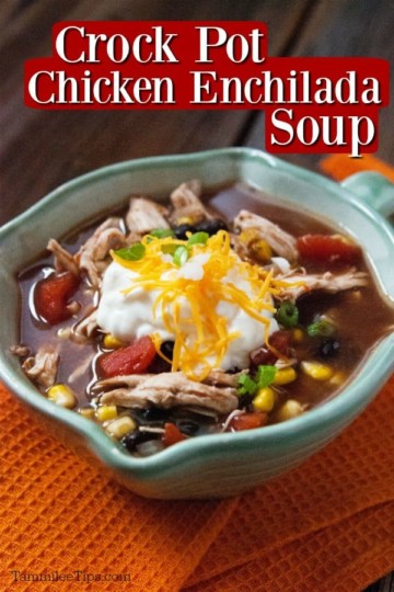 Slow Cooker Crockpot Chicken Enchilada Soup - Tammilee Tips