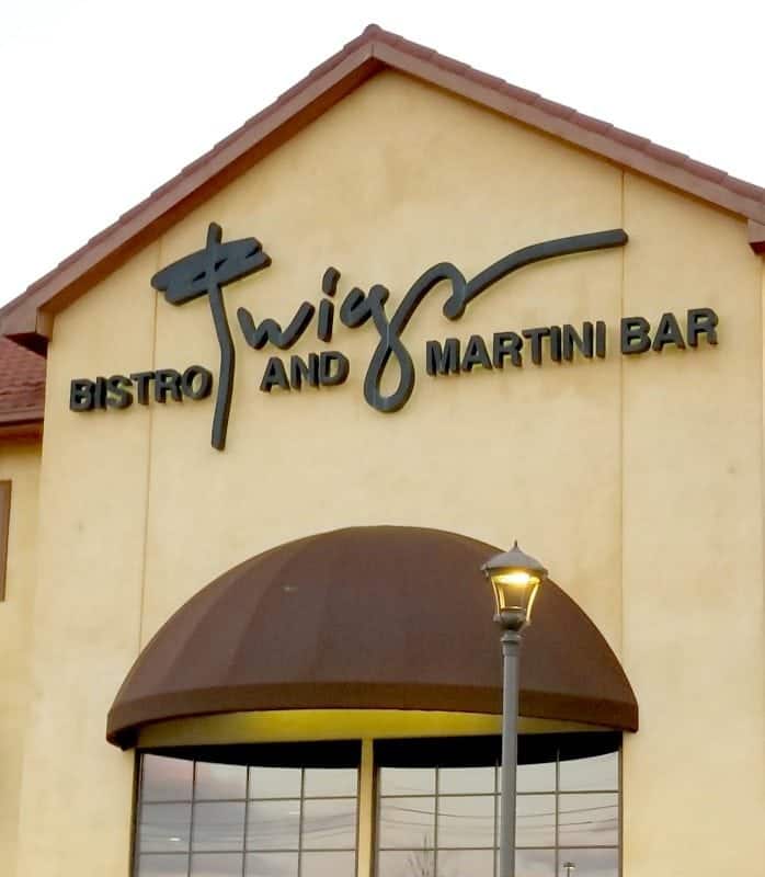 Twigs Bistro and Martini Bar sign over a window