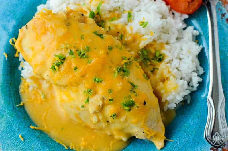 Cheesy Chicken and Rice Crockpot Recipe - Tammilee Tips