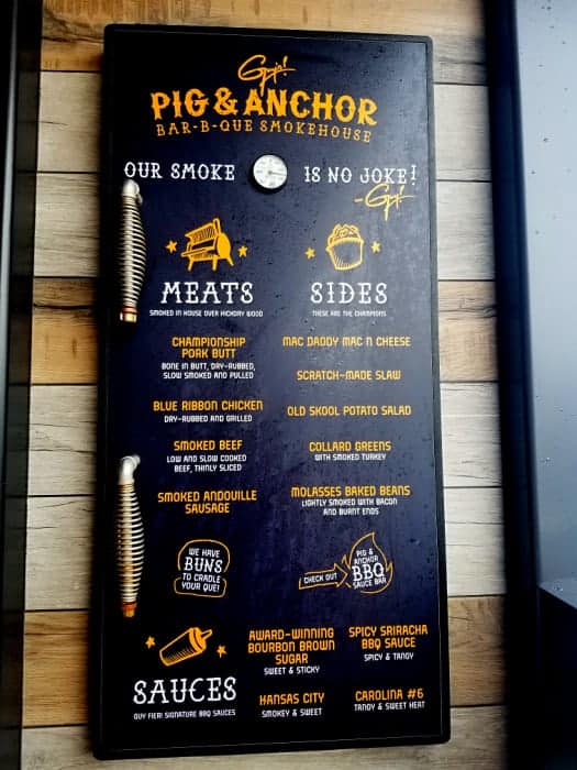 Guys Pig & Anchor Bar-b-Que smokehouse menu