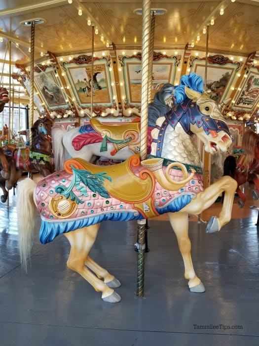 Horse carousel with decorative designs part of the 1928 Spillman Carousel