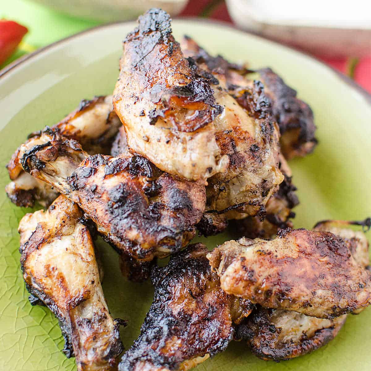 Crockpot Jamaican Jerk Wings Recipe on a green plate