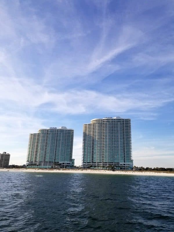 Turquoise Place towers in the distance seen from the water 