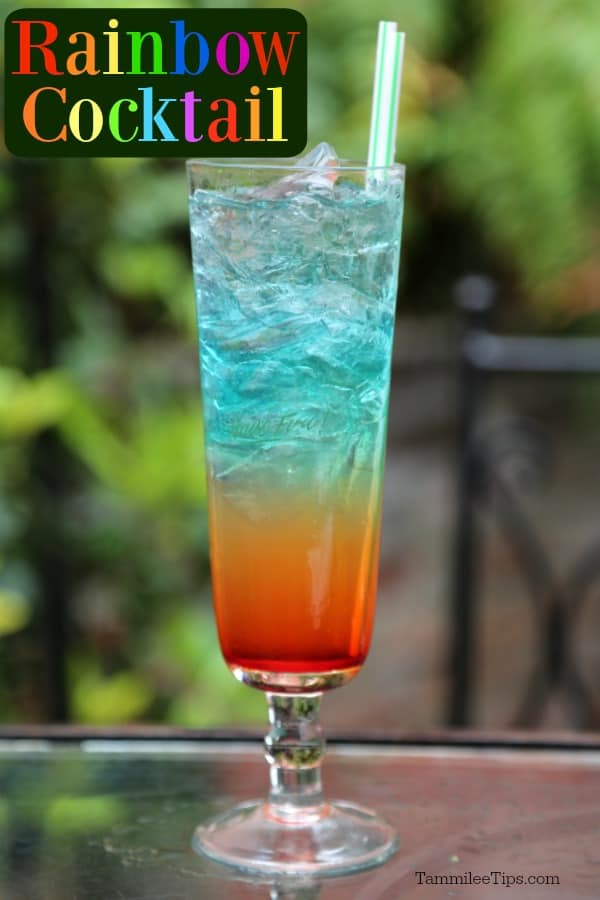 Rainbow Cocktail on an outdoor table