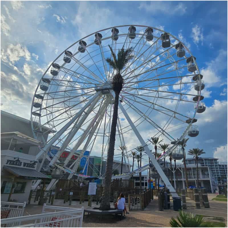 Ferris Wheel at the Wharf with blue skies 