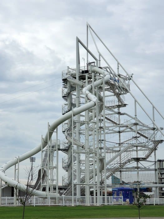 large obstacle course with slide