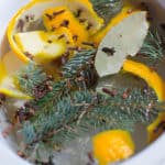 pine needles, lemon peels ,cloves in water in a slow cooker