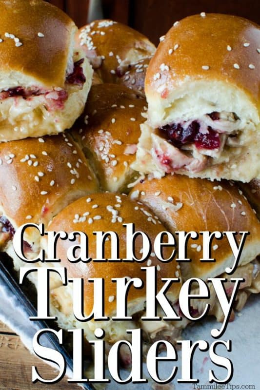 Cranberry Turkey Sliders under a plate filled with sliders