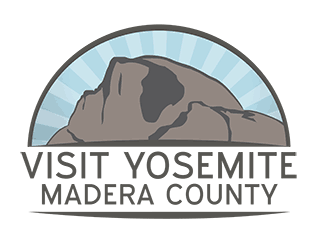 Visit Yosemite Madera County Logo with Half Dome