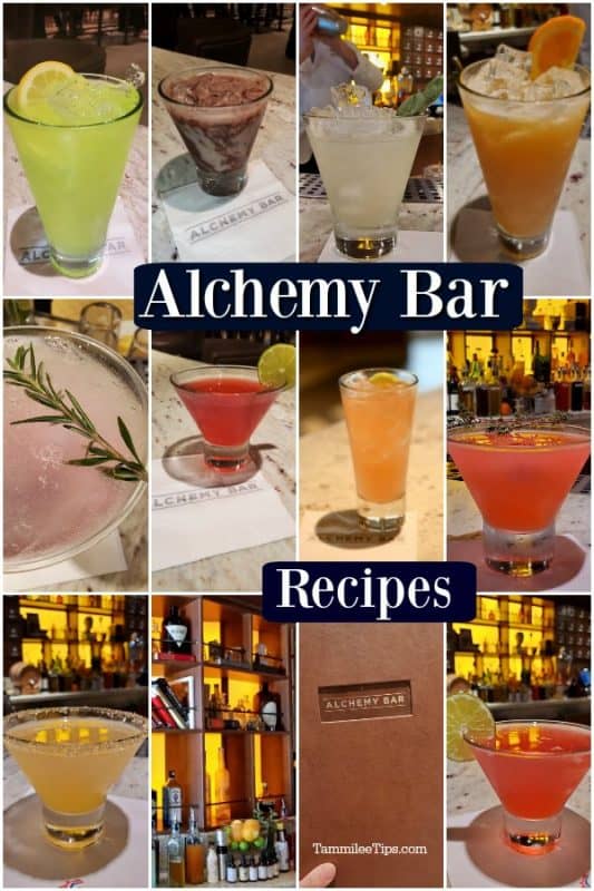 Multiple cocktail photos from the Carnival Cruise Alchemy Bar