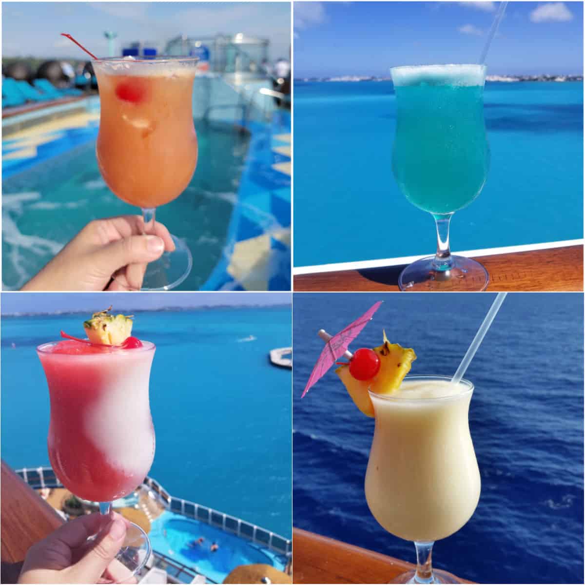 Carnival Cruise Drink Recipes collage of drink photos