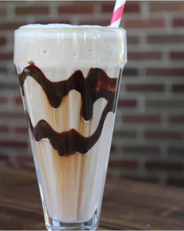 Jamocha Shake with a red striped straw