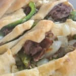 Philly Cheesesteak Crescent Braid close up