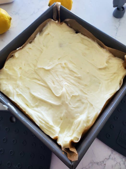 lemon cheesecake cram on a parchment lined baking sheet
