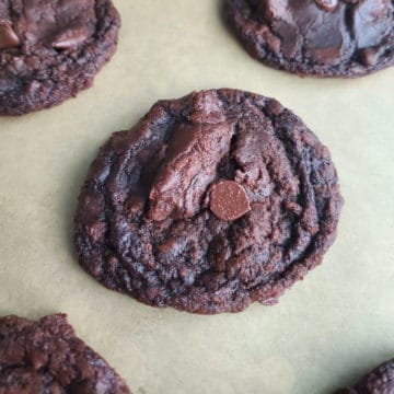 Brownie Mix Cookies on parchment paper