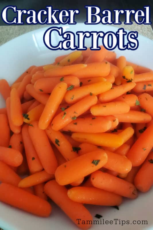 Cracker Barrel Carrots in a white bowl on a brown placemat