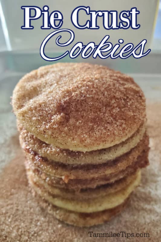 Pie crust cookies over a stack of cookies