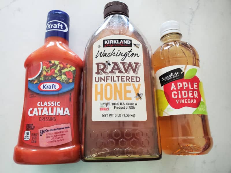 Polynesian Sauce ingredients Catalina salad dressing, honey, and apple cider vinegar