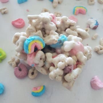 Lucky Charms treat with rainbow marshmallows