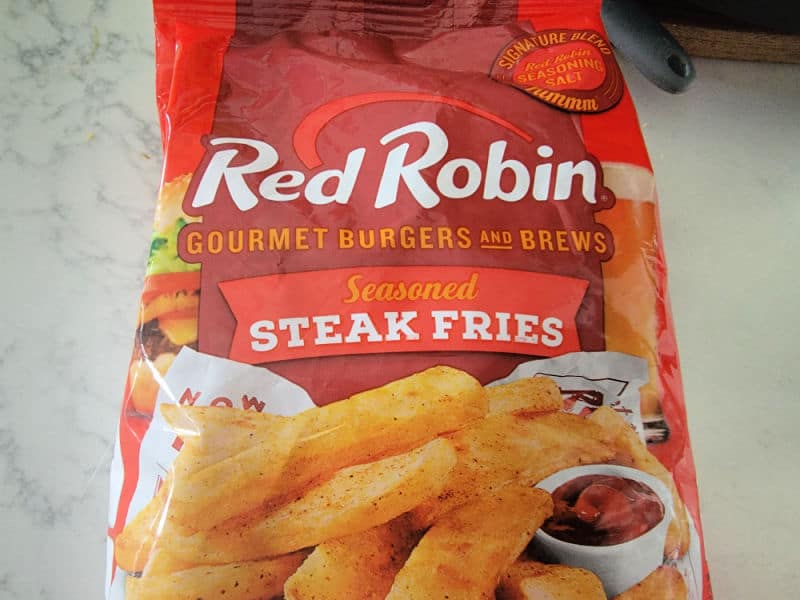 Red Robin frozen french fries in a bag. 