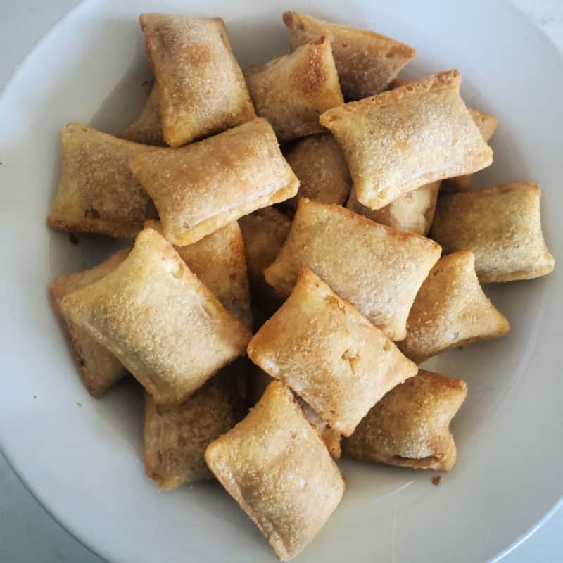 Air Fryer Pizza Rolls on a white plate