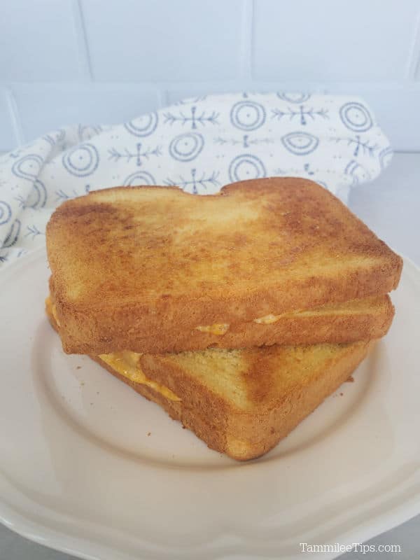 air fryer grilled cheese on a white plate