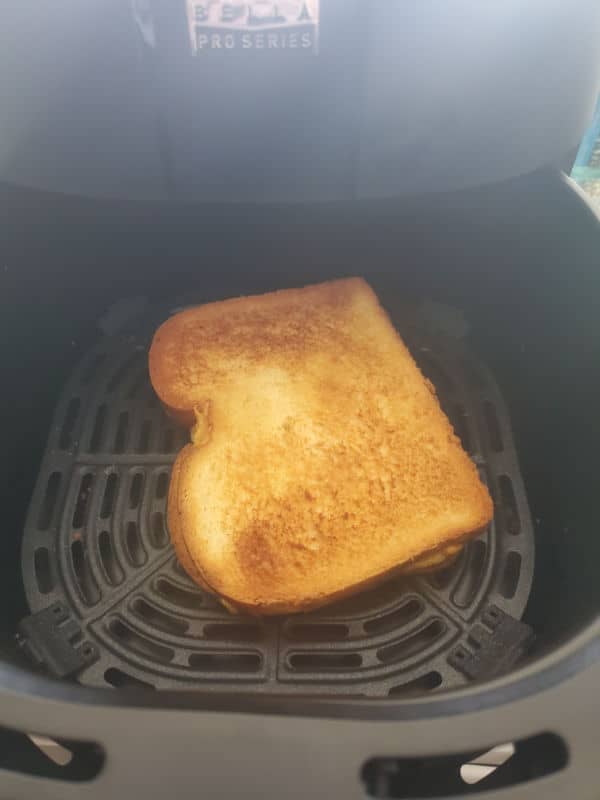 air fried grilled cheese in the air fryer basket