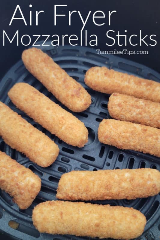 Air Fryer Mozzarella sticks over air fried mozzarella sticks in the air fryer basket