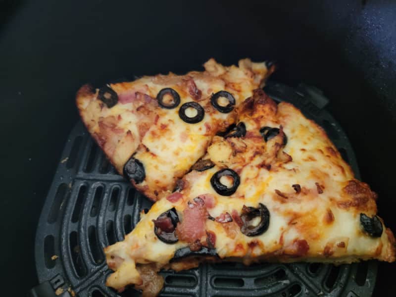 leftover pizza in the air fryer basket