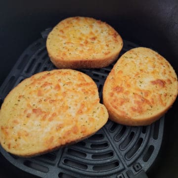 Air Fryer Texas Toast in the air fryer basket