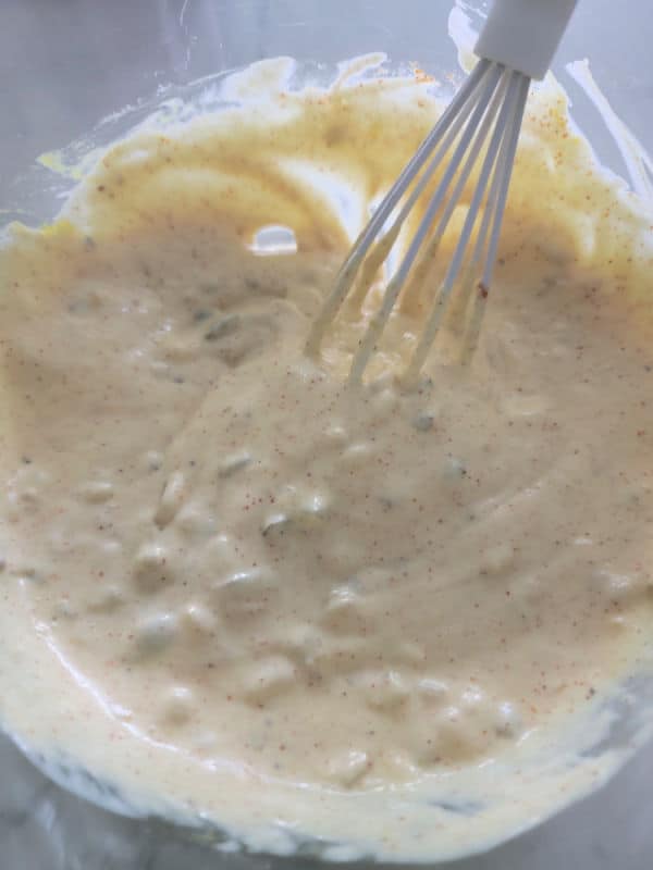 white whisk in a bowl with Big Mac Sauce
